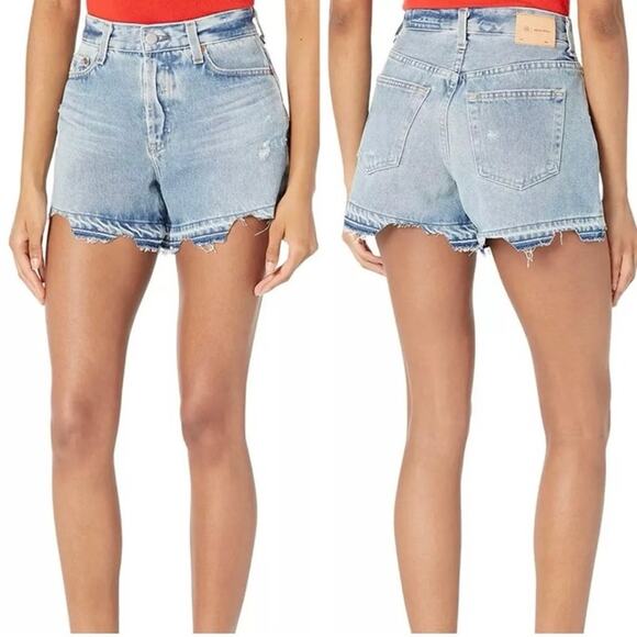 AG Adriano Goldschmied Alexxis Aged Denim Jean High Rise Wedgie Shorts 27 NWT